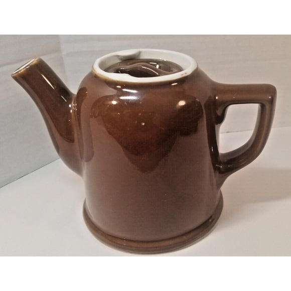 1950's MCM Hall Small Teapot Brown 4.5" Single Serve Restaurant Ware USA - Picture 3 of 6